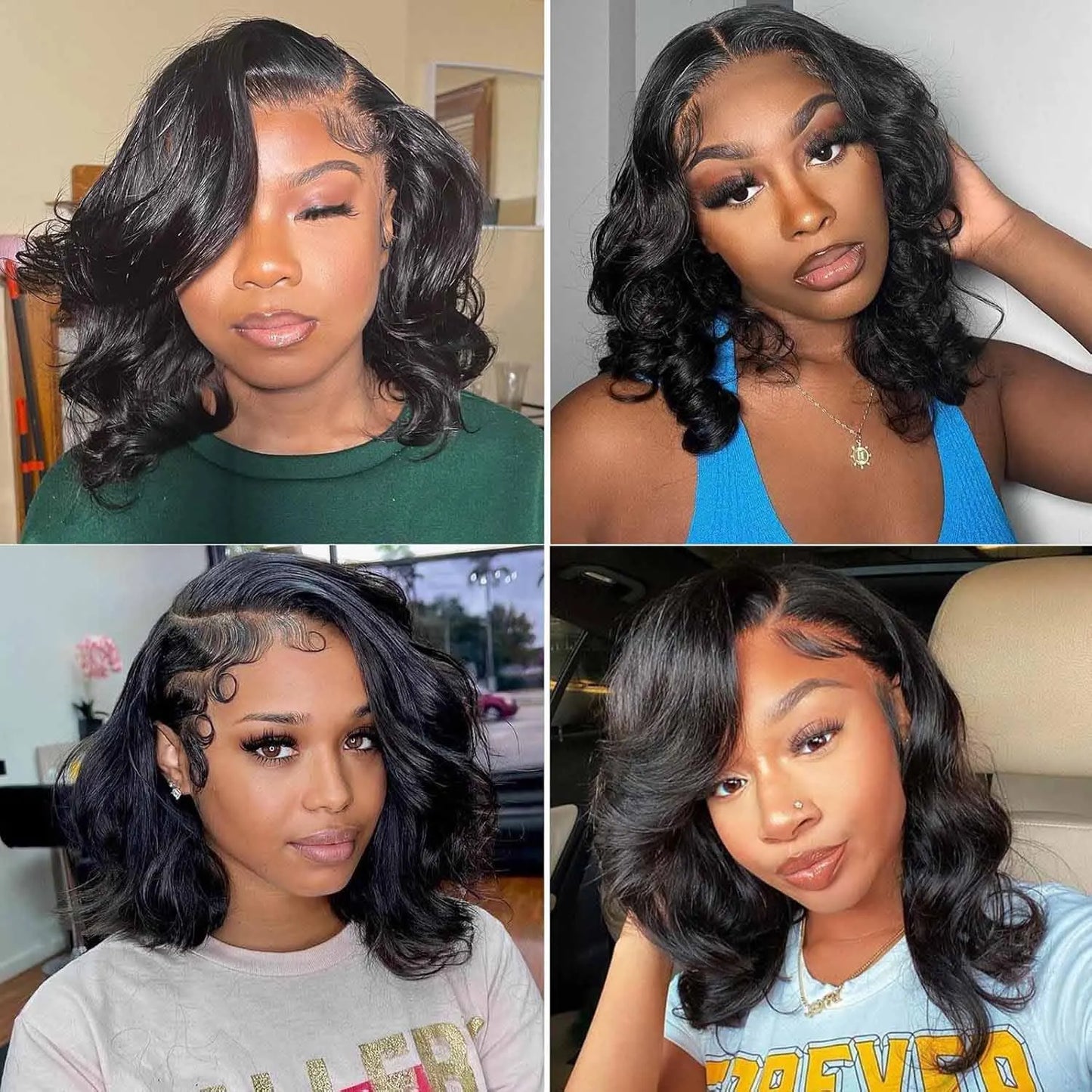 Short Body Wave Bob Wig – 100% Brazilian Human Hair, Lace Front