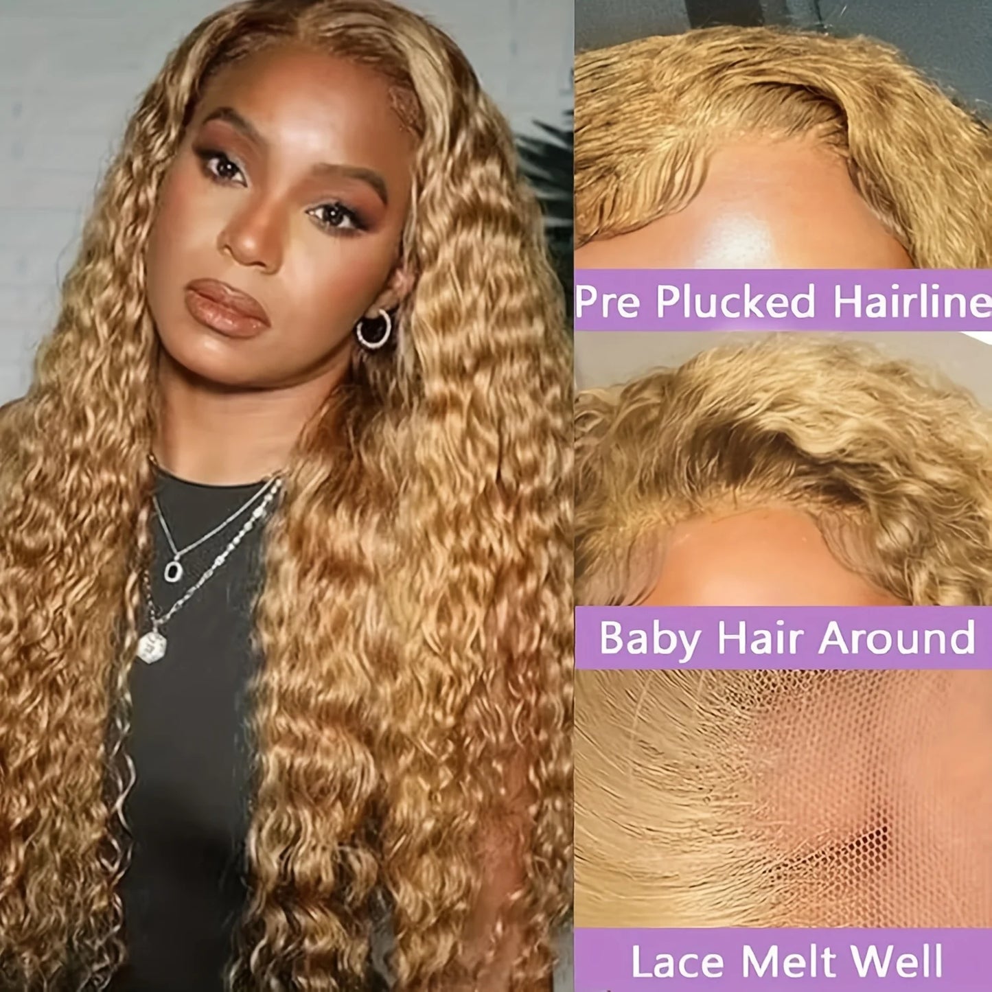 Honey Blonde Deep Curly Wig