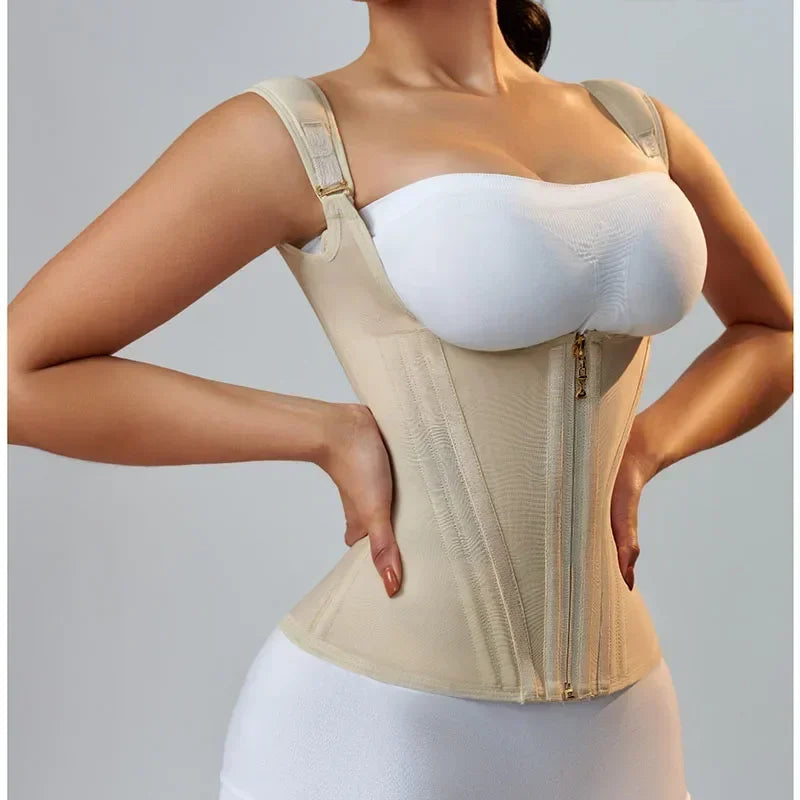 Colombian Faja Body Shaper – Double Compression Waist Trainer with Zipper & Hooks