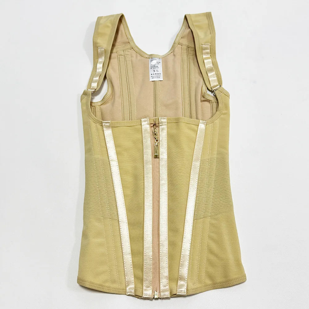 Colombian Faja Body Shaper – Double Compression Waist Trainer with Zipper & Hooks