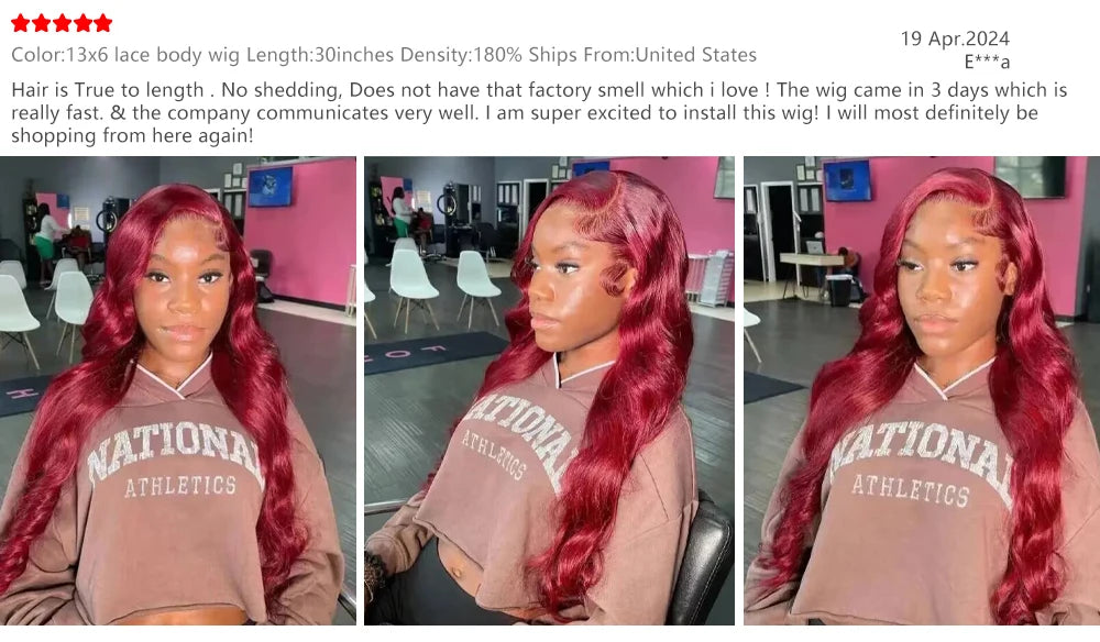 99J Burgundy Body Wave Wig – 13x4/13x6 Lace Front, 200% Density, 30–36 Inch Human Hair