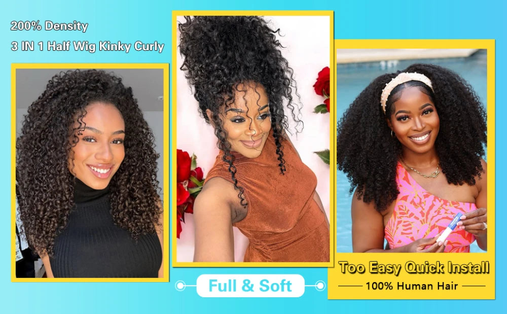 Kinky Curly Half Wig