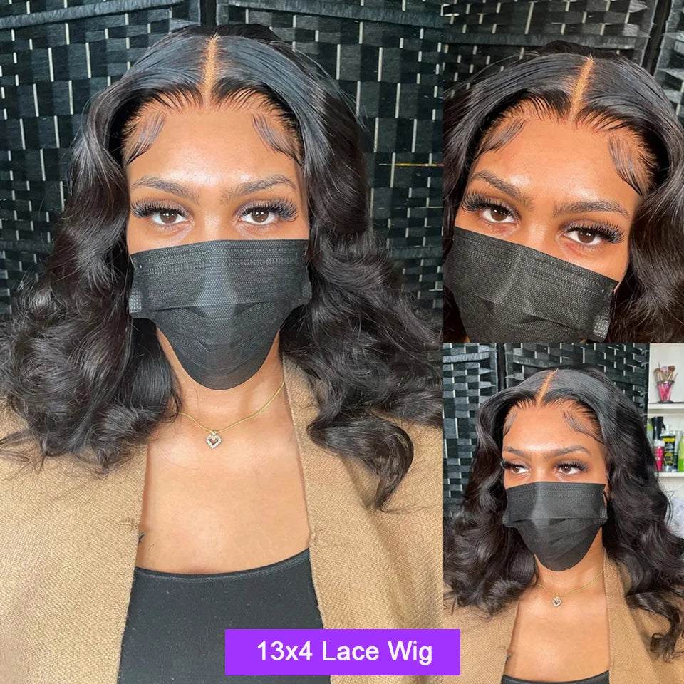 Short Body Wave Bob Wig – 100% Brazilian Human Hair, Lace Front