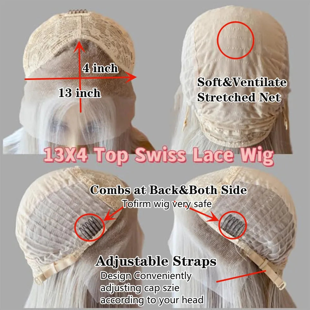 2025 New in HD Lace Wig Honey Ash Blonde Balayage Straight Wig