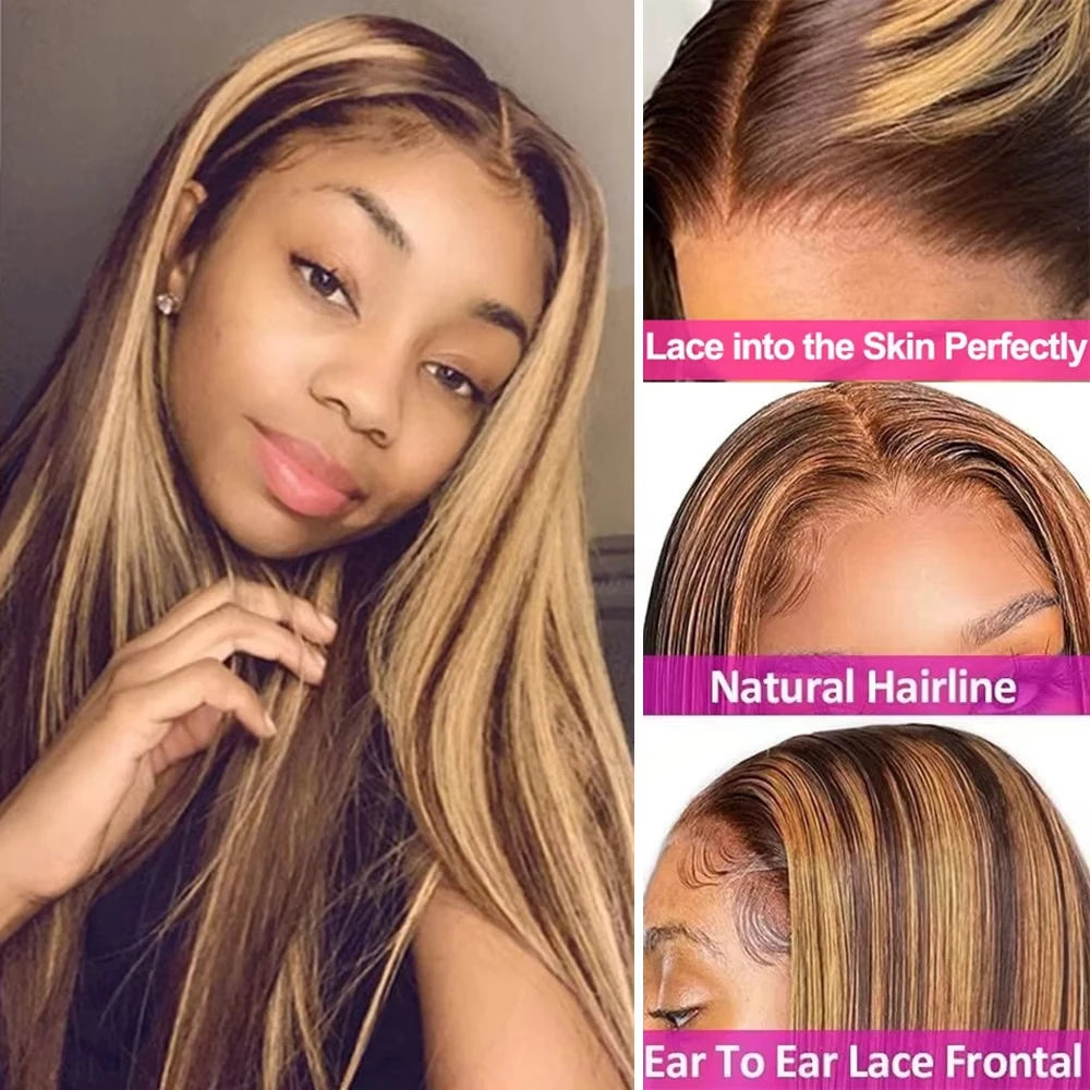 Brown Highlight Human Hair Wig