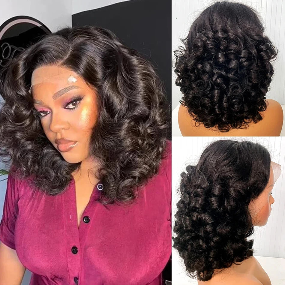 Short Body Wave Bob Wig – 100% Brazilian Human Hair, Lace Front
