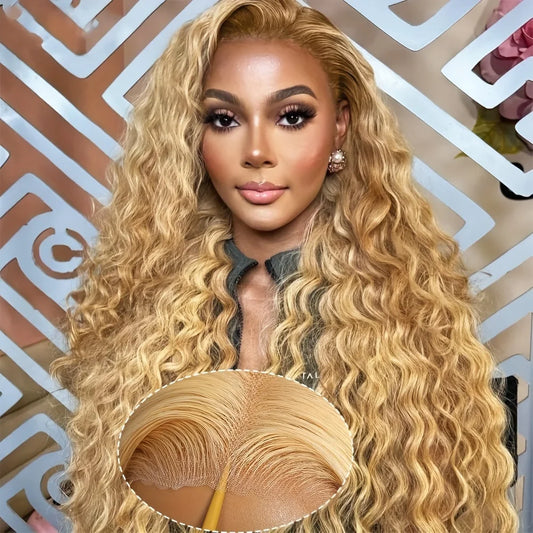 Honey Blonde Deep Curly Wig