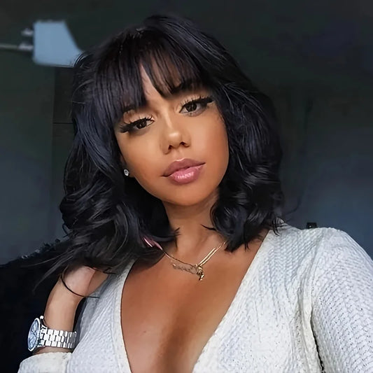 Short Bob Body Wave Wig – 3x1 Lace, 200% Density, With Bangs