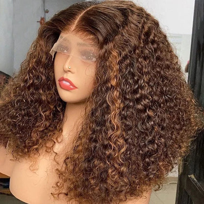Honey Blonde Curly Bob Wig