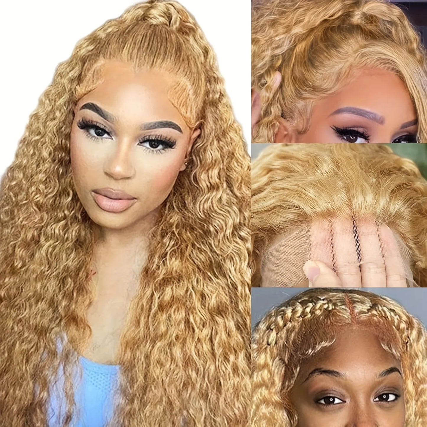 Honey Blonde Deep Curly Wig