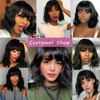 Short Bob Body Wave Wig – 3x1 Lace, 200% Density, With Bangs