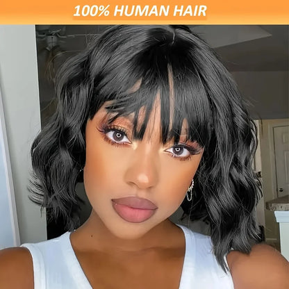 Short Bob Body Wave Wig – 3x1 Lace, 200% Density, With Bangs