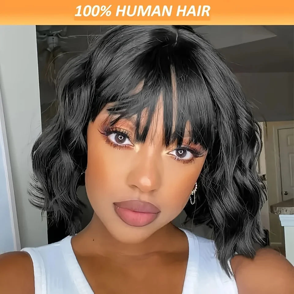 Short Bob Body Wave Wig – 3x1 Lace, 200% Density, With Bangs