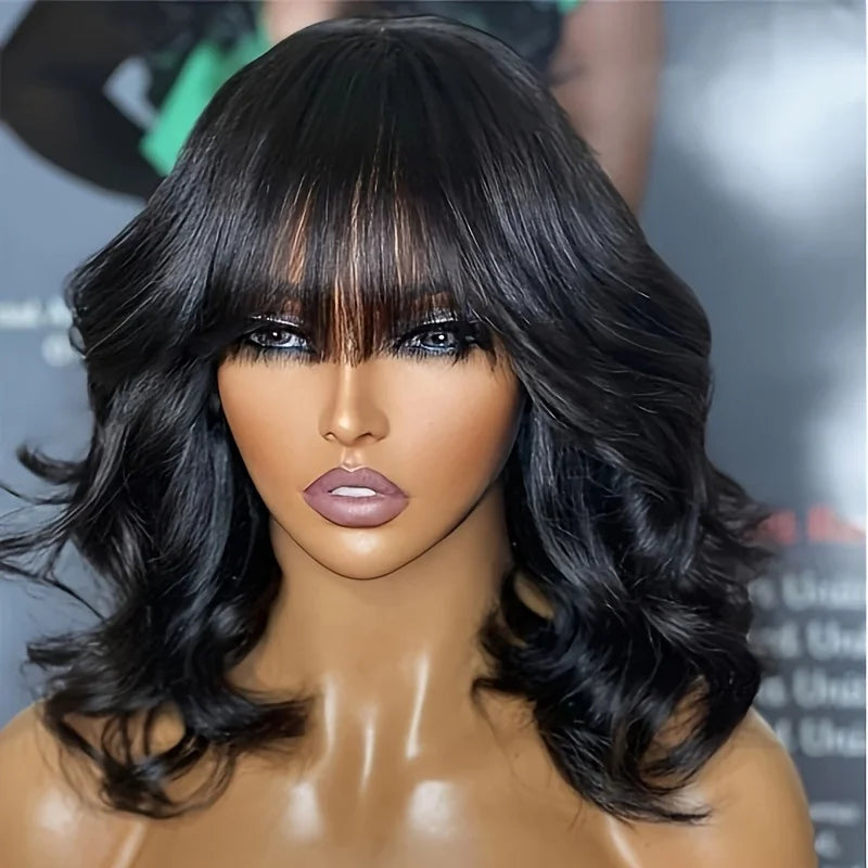 Short Bob Body Wave Wig – 3x1 Lace, 200% Density, With Bangs