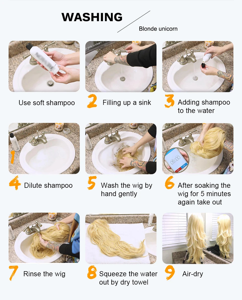 Long Blonde Wavy Synthetic Wigs