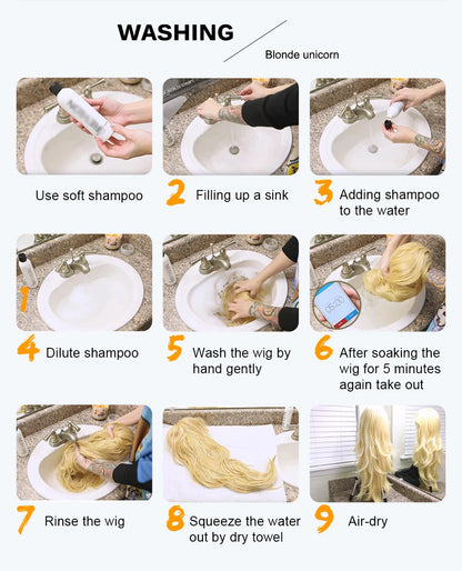 Long Blonde Wavy Synthetic Wigs