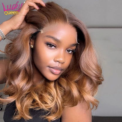 Ombre Blonde Short Bob Wig – 100% Human Hair, 13x4 Lace Front