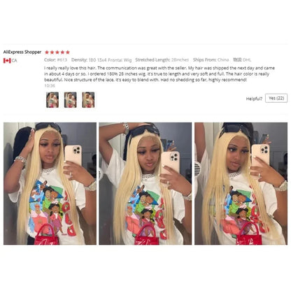 • HD Lace Front Wig 613 Blonde, 13x6/13x4, Straight, 40–46 in