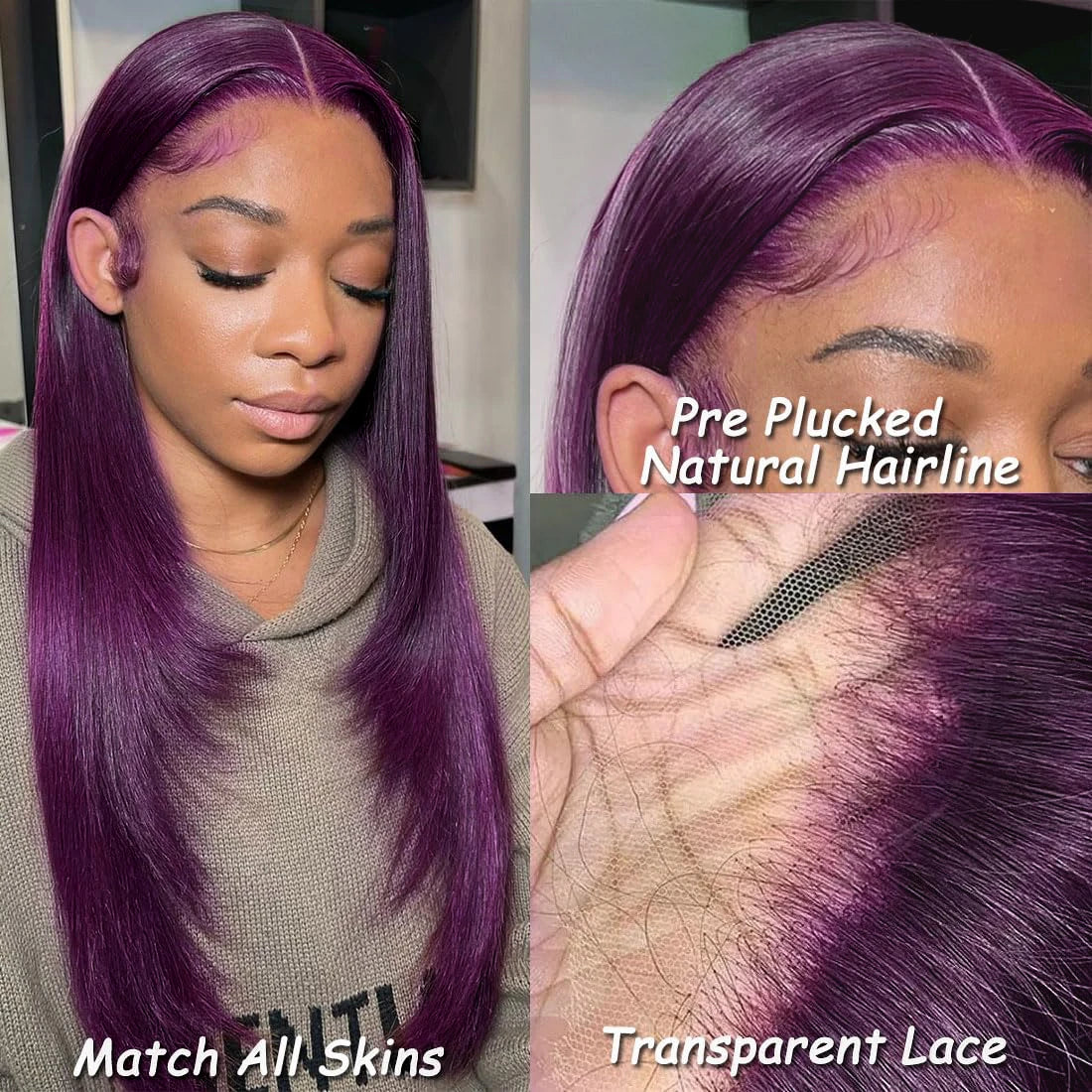 13X6 Dark Burgundy Straight Lace Front Wigs HD