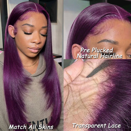 13X6 Dark Burgundy Straight Lace Front Wigs HD