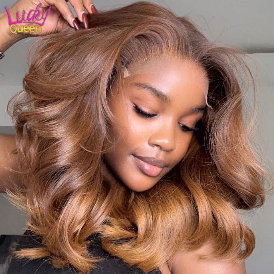 Ombre Blonde Short Bob Wig – 100% Human Hair, 13x4 Lace Front
