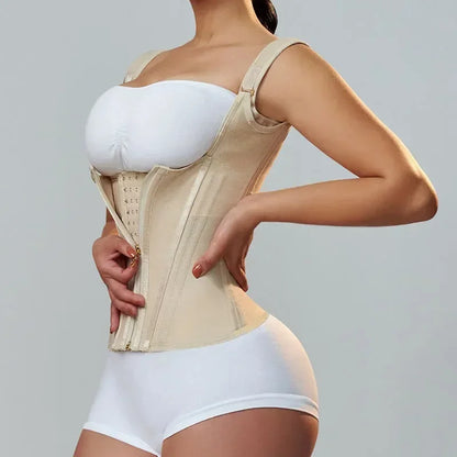 Colombian Faja Body Shaper – Double Compression Waist Trainer with Zipper & Hooks