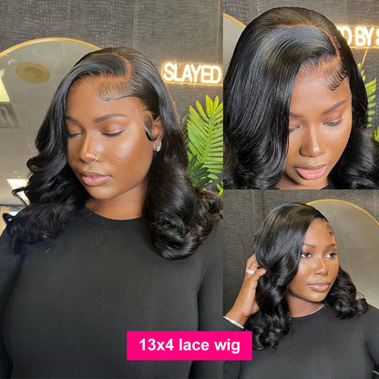 Short Body Wave Bob Wig – 100% Brazilian Human Hair, Lace Front