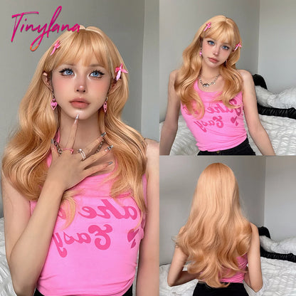 Long Blonde Wavy Synthetic Wigs
