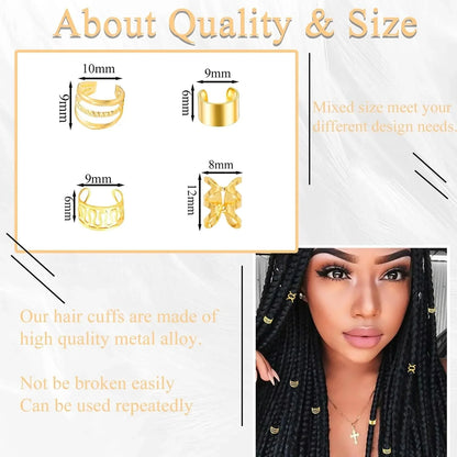 40PCS Hair Jewelry for Braids Gold Hair
