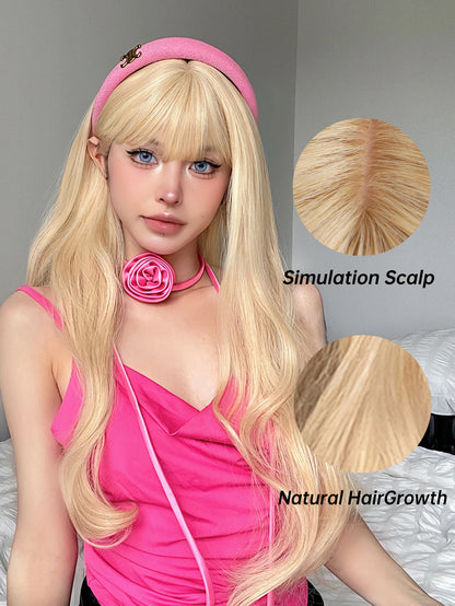 Long Blonde Wavy Synthetic Wigs