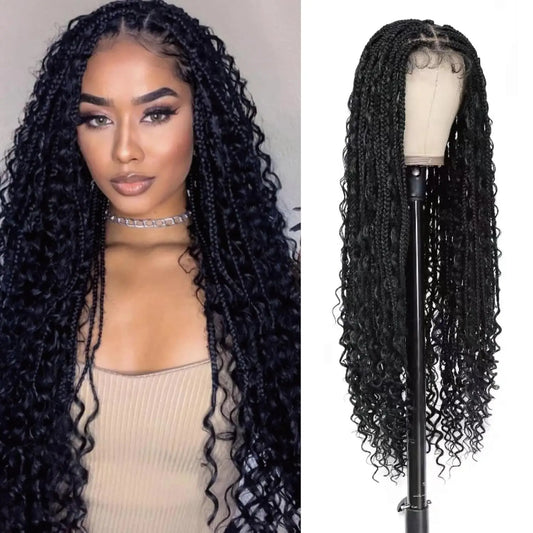 Synthetic Boho Box Braided Wig – Long Lace Front with Baby Hair