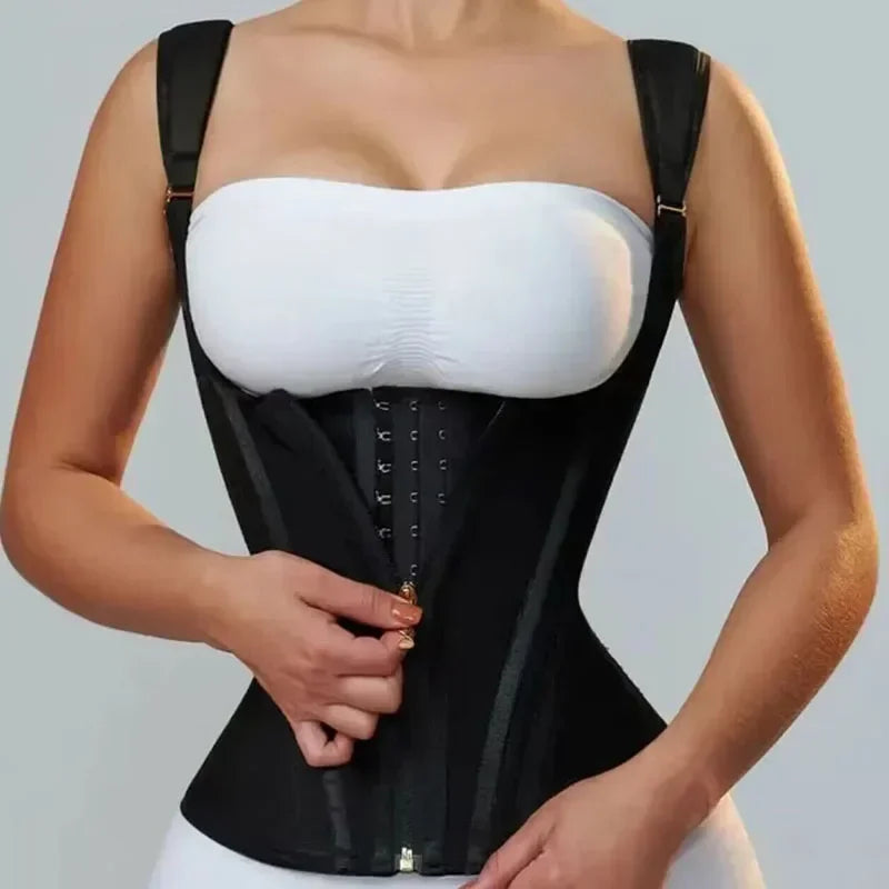 Colombian Faja Body Shaper – Double Compression Waist Trainer with Zipper & Hooks