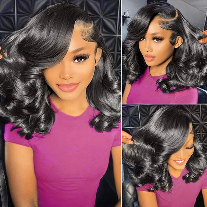 Short Body Wave Bob Wig – 100% Brazilian Human Hair, Lace Front