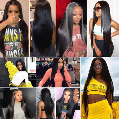 200% Density 13x4 13x6 Lace Frontal Wig Straight HD Transparent Lace Brazilian Human Hair Wig 360 Lace Natural Color Wig
