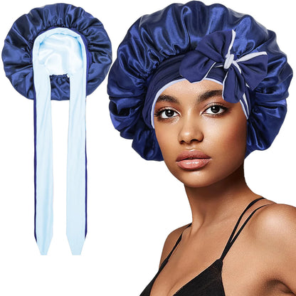 Women Double-layer Satin Sleep Cap Elastic