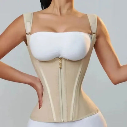 Colombian Faja Body Shaper – Double Compression Waist Trainer with Zipper & Hooks