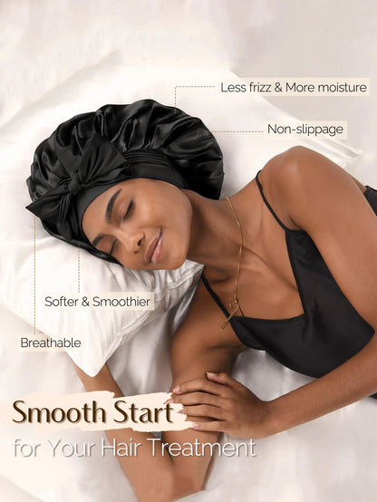 New Silk Bonnet for Sleeping Women Satin Bonnet Hair Bonnet night sleep cap scarf wrap for curly hair With Tie Band for Curly Hair