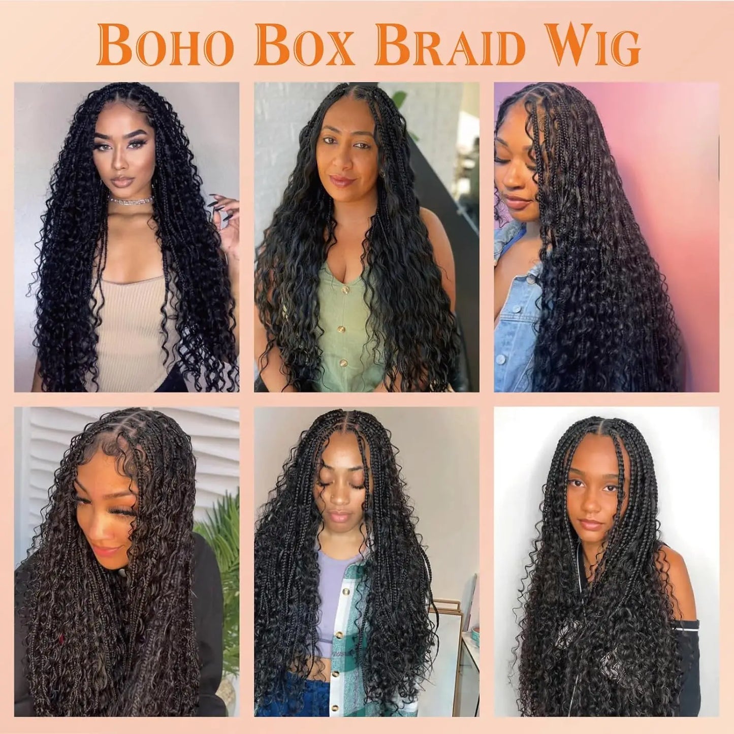 Synthetic Boho Box Braided Wig – Long Lace Front with Baby Hair