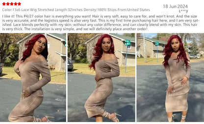 99J Burgundy Body Wave Wig – 13x4/13x6 Lace Front, 200% Density, 30–36 Inch Human Hair