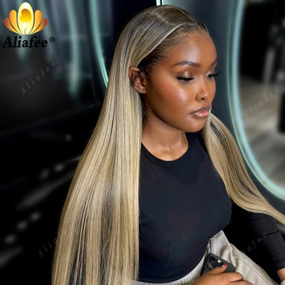 Straight Ombre Dirty Blonde Human Hair Wig