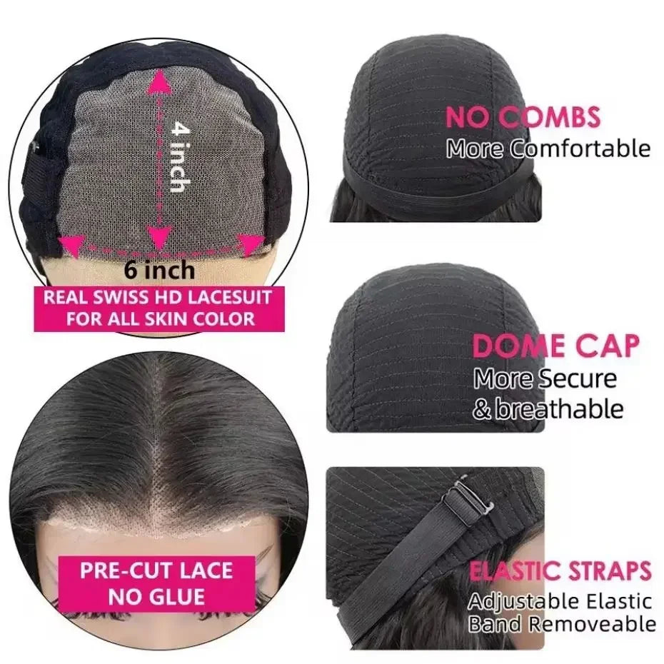 Glueless Deep Wave Wig – 5x5/6x4 Lace, Pre-Cut Ready to Wear