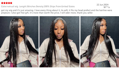 200% Density 13x4 13x6 Lace Frontal Wig Straight HD Transparent Lace Brazilian Human Hair Wig 360 Lace Natural Color Wig
