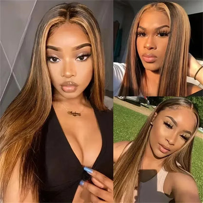Brown Highlight Human Hair Wig