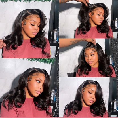 Short Body Wave Bob Wig – 100% Brazilian Human Hair, Lace Front