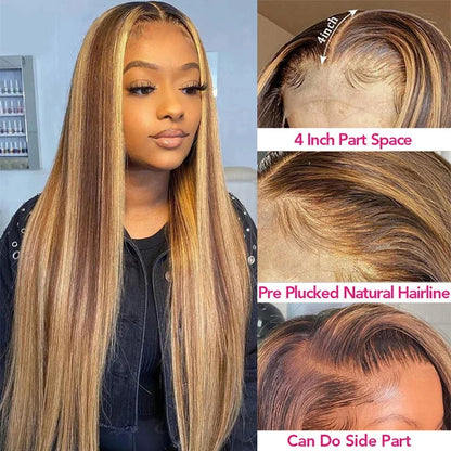 Brown Highlight Human Hair Wig