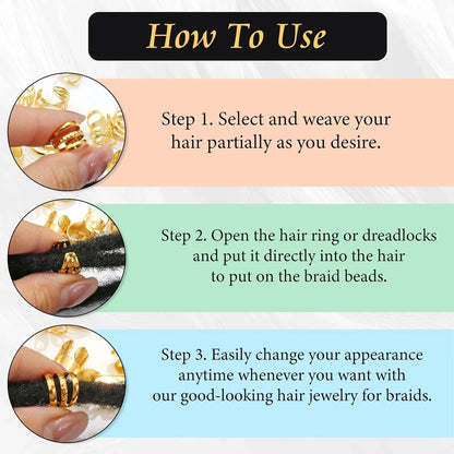 40PCS Hair Jewelry for Braids Gold Hair