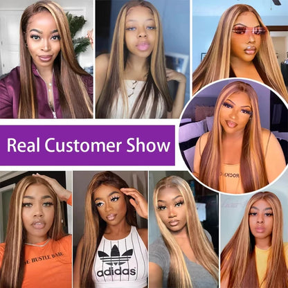 Brown Highlight Human Hair Wig