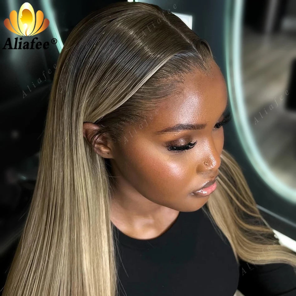 Straight Ombre Dirty Blonde Human Hair Wig
