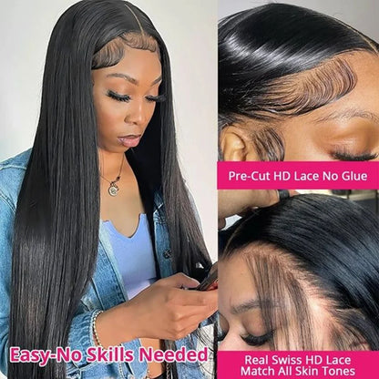 360 HD Full Lace Wig – 36", 13x6, Bone Straight, Pre-Plucked, Human Hair