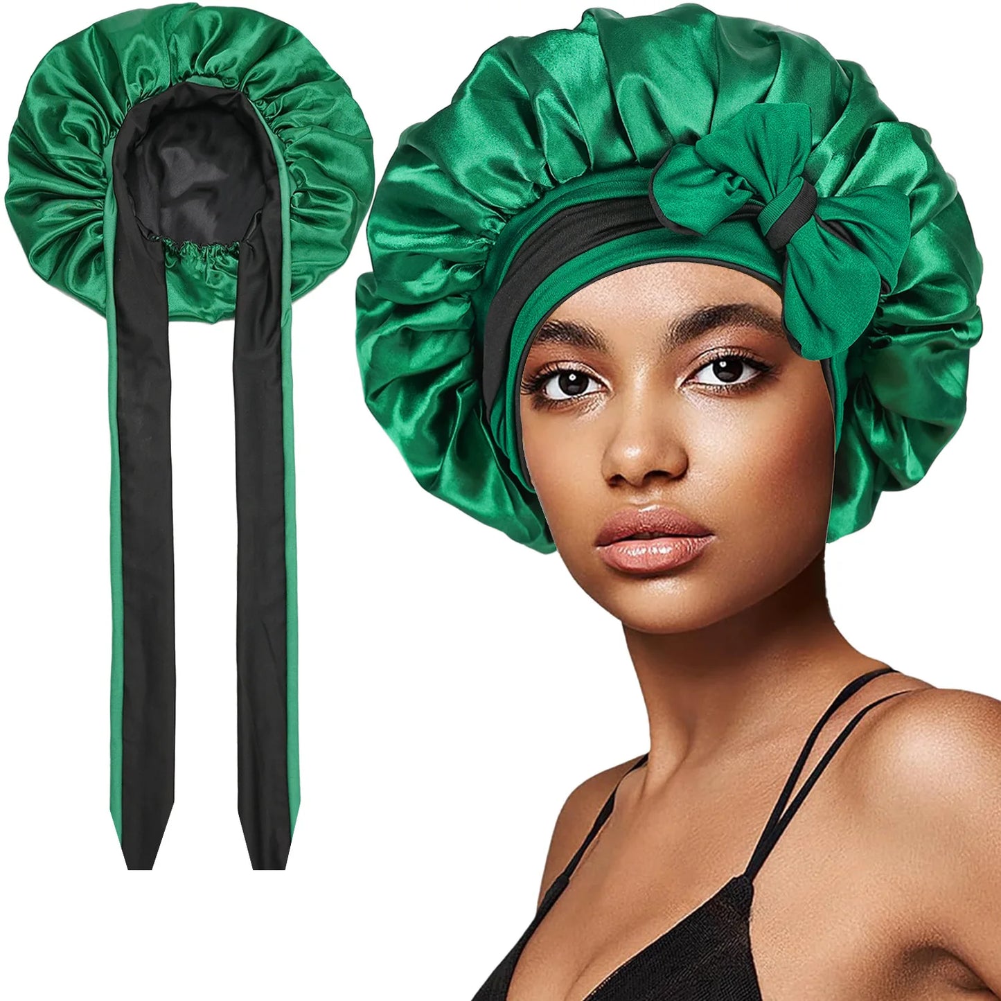 Women Double-layer Satin Sleep Cap Elastic